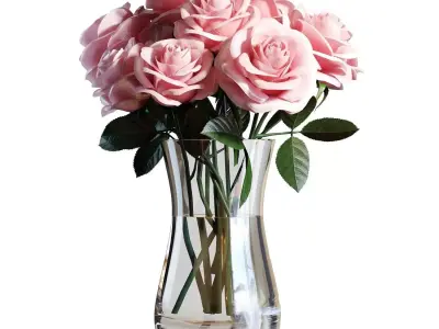 Flower Set 02 - Pink Roses Bouquet 3D model