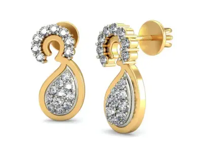 Solitaire Women Flower Drop Earring  3D print model