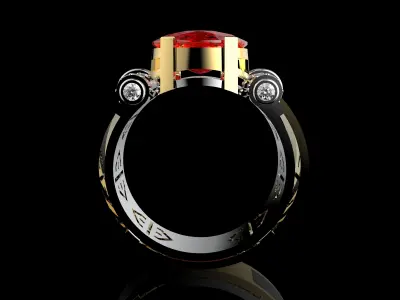 Luxury Designer Ring with Ruby and Diamonds 3D print model