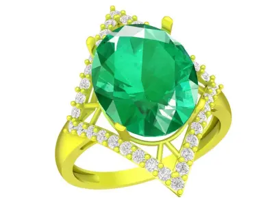 Luxury Oval Gemstone Halo Ring for Women  4488 3D print model
