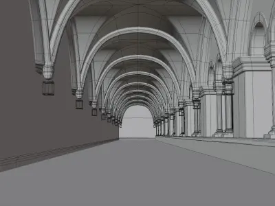 Hall Medieval  Low-poly 3D model
