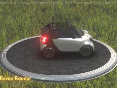 City Car 75 Small Convertible Open Type-E Silver Low-poly 3D model