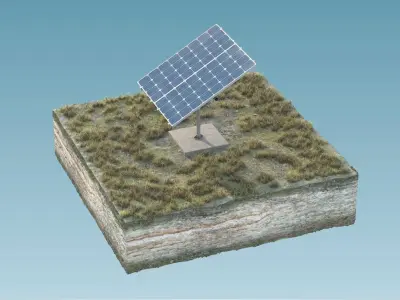 Solar panels in island 3D model