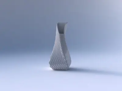 Vase twisted top bent quadratic 2 with diagonal grid plates 3D print model