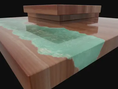 Modern couch table with epoxy resigne Low-poly 3D model