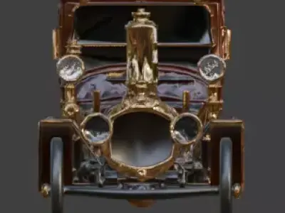 Stylized 3D Steampunk Open-Top Luxury Tourer Low-poly 3D model