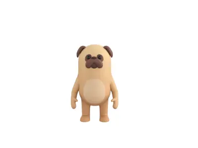 Rigged Pug Dog Character 3D model