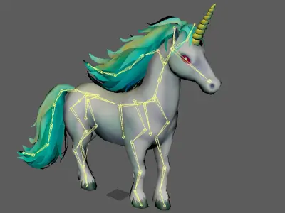 Lowpoly Stylized Unicorn Rigged and Animated for VR AR Games  Low-poly 3D model