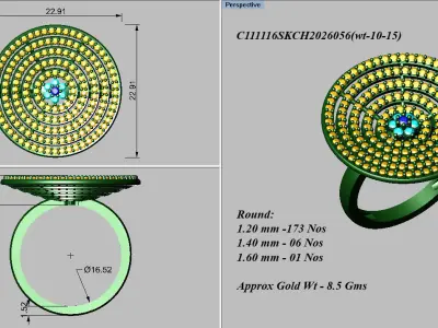 light weight gold diamond rings-C111116SKCH2026056-wt-10-15 3D print model