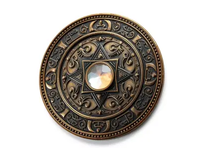 Ornate Brass Medallion model pack Low-poly 3D model