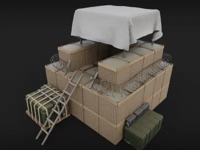 Military post structure Low-poly 3D model