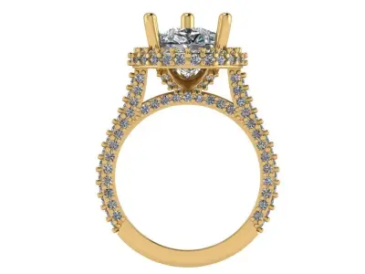 full pave pear shape halo ring with diamonds around the shank  3D print model