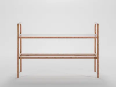 Mid-century modern bench shoe storage Low-poly 3D model