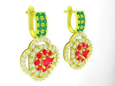 5866 luxury flower diamond earrings 3D print model
