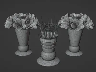Decor bouquet of flowers in a vase 3D Model Collection