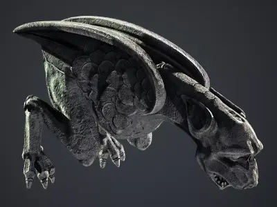 Waterspout Gargoyle Simargl Low-poly 3D model