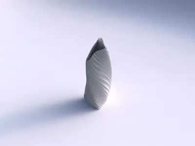 Vase twist tipped triangle with bent extruded lines 3 3D print model