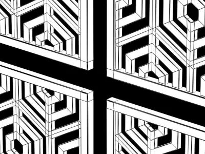 Wood Arabic Islamic pattern decorative grill screen 3D model 5