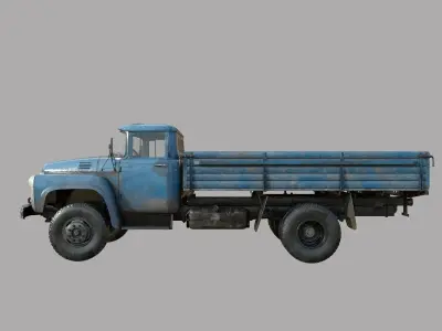 blue truck  Low-poly 3D model