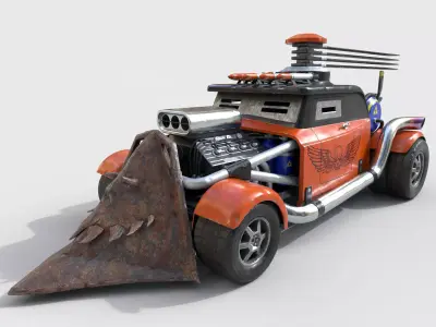 Post-Apocalyptic Car Low-poly 3D model