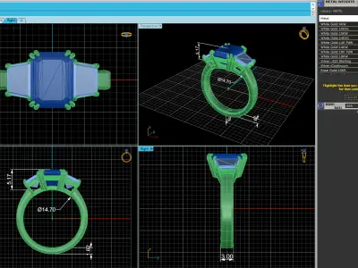Three Stone Woman Emerald Ring 3D print model