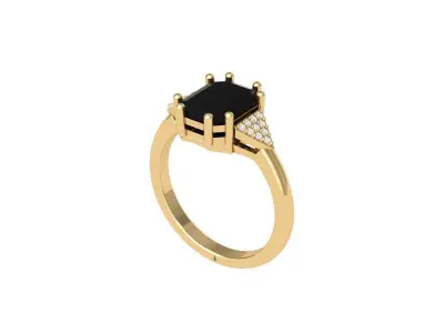 Emerald Radiant Artdeco Ring 3D print model