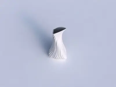 Vase twist puffy bent triangle with flowing extruded lines 3D print model