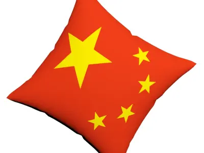 China Flag on Luxury Square cotton Pillow 3D model