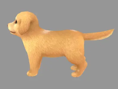 Cartoon pet puppy - Golden - baby dog Low-poly 3D model