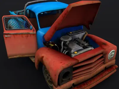 Old rusty truck Low-poly 3D model