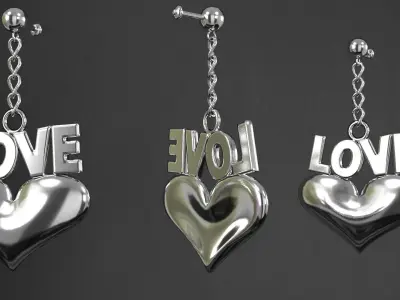earrings love earring 3D model