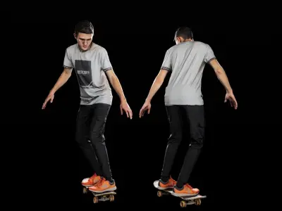 Young man on a skate 36 Low-poly 3D model