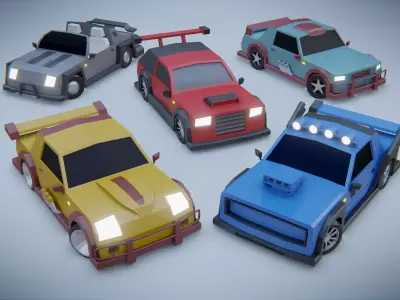customizable race car  Low-poly 3D model
