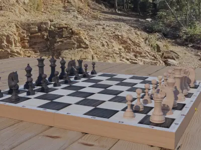 Chessboard model cobined with backgammon 3D model