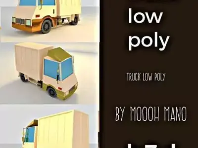 TRUK LOW POLY cartoon truck Low-poly 3D model