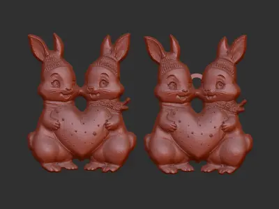 valentines day rabbit with heart decor  3D print model