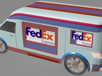 Mercedes Sprinter Fed-Ex bus with interior prototype 3D model