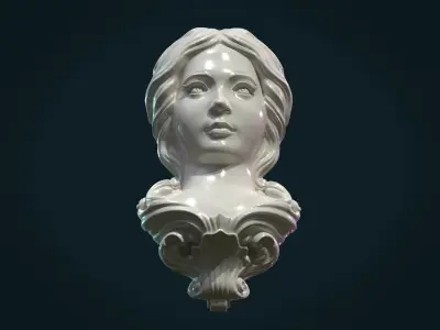 Female woman Face Mascaron 3D print model
