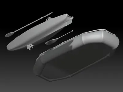 canoe girl and boys 2 3D print model