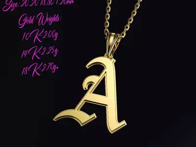 Letter A pendant 3D print model