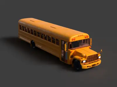 Chinese school bus figure  Low-poly 3D model