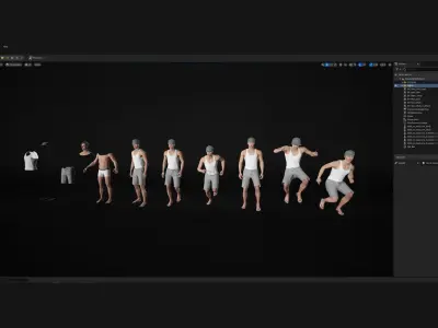 Man - Summer outfit 11 - Modular - Rigged Low-poly 3D model