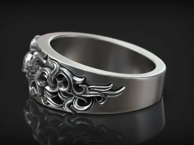 Motorbike Skull Tire Moto Fire Pattern Lifestyle Ring 3D print model