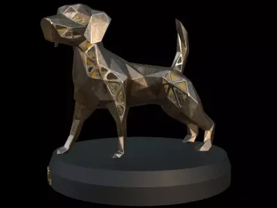Steampunk Dog pose Low-poly 3D model