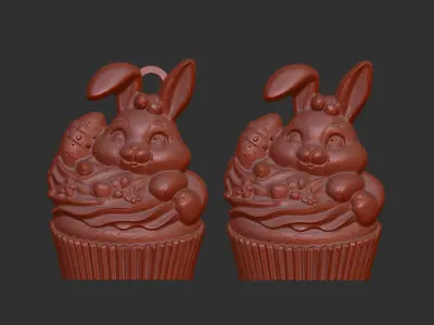 rabbit cup cake decor  3D print model