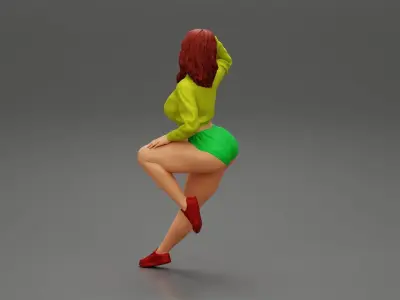 Sexy Pretty Girl sitting Wearing Short Mini 3D print model
