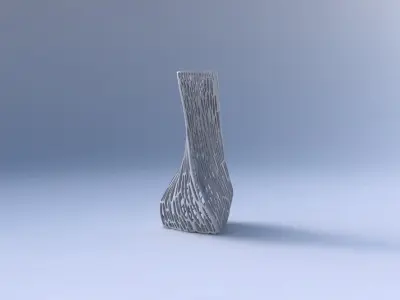 Vase twist puffy triangle with fine organic lattice 3D print model