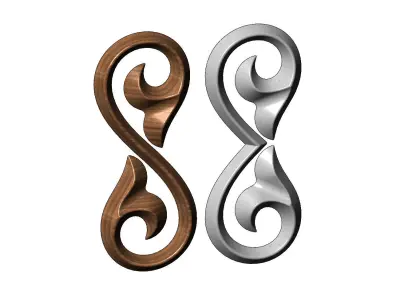 Floral scroll decoration element relief 3D print model