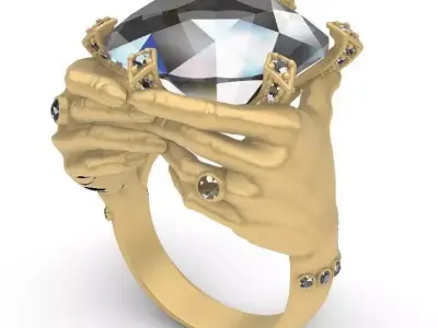 Hands around the gemstone 3D print model