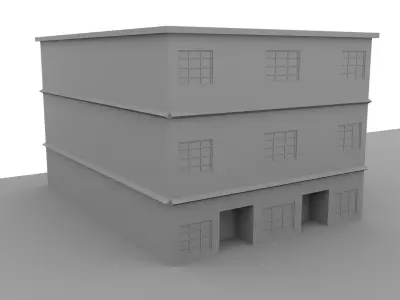 building 3 low poly three story 3D model